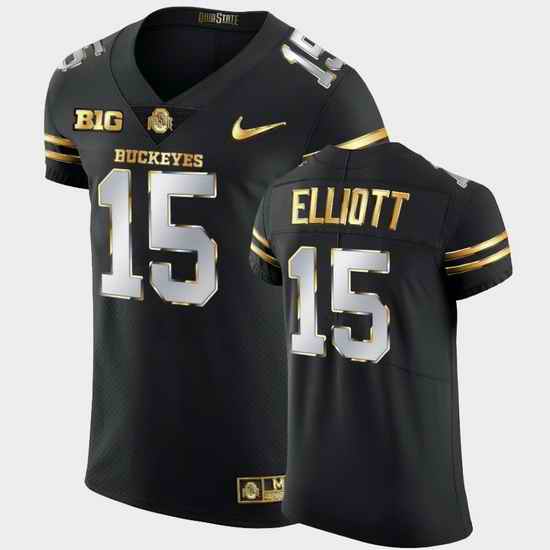 Men Ohio State Buckeyes Ezekiel Elliott Golden Edition Black Authentic Jersey